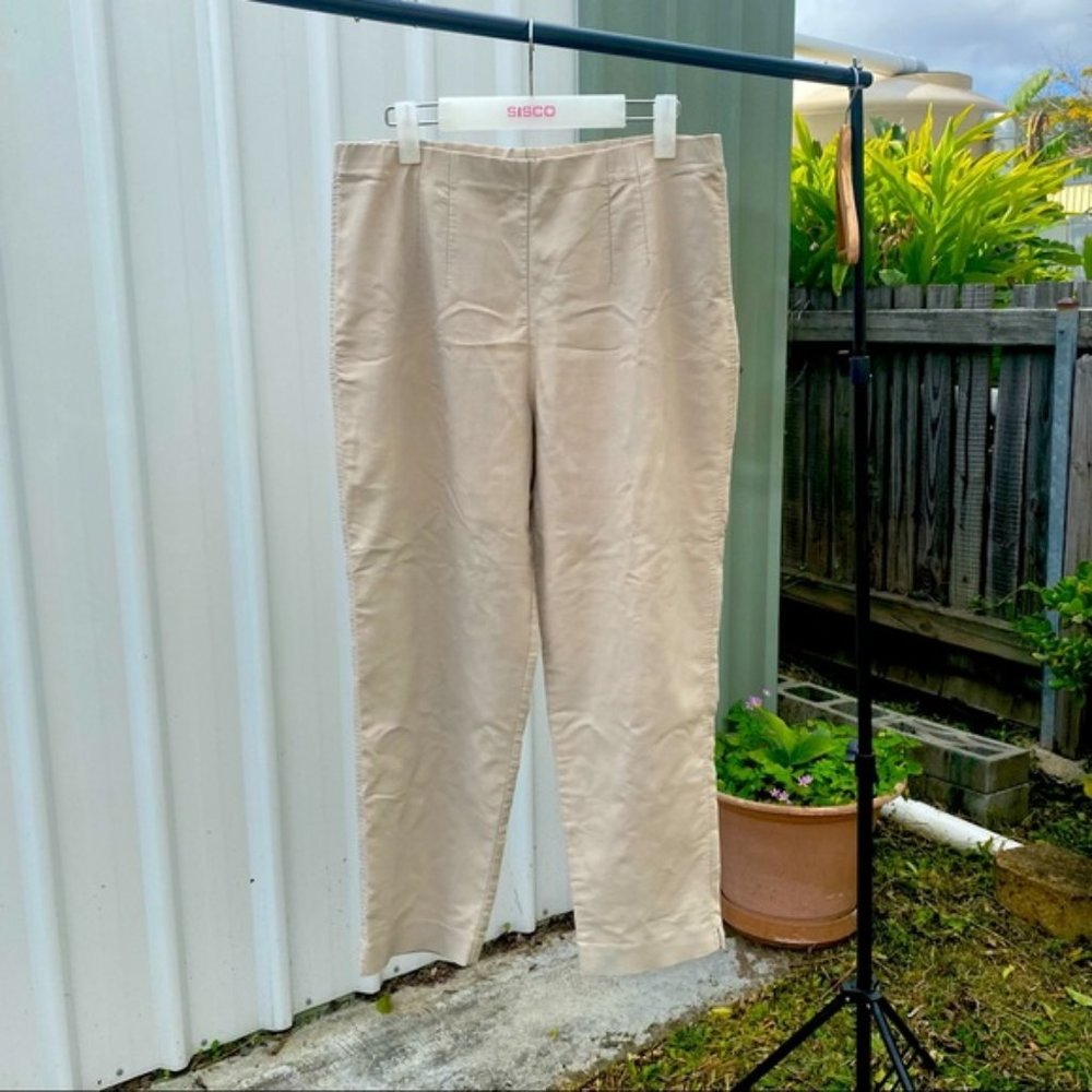 Vintage Katies High Waisted Pants Size 12-14 Beige Tapered Stretch